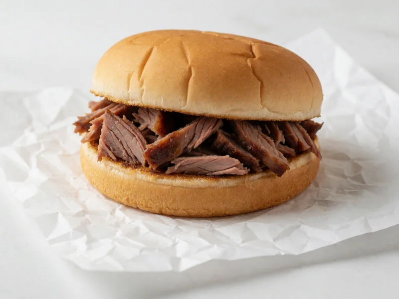 Cookout BBQ Sandwich with chopped pork on a toasted bun