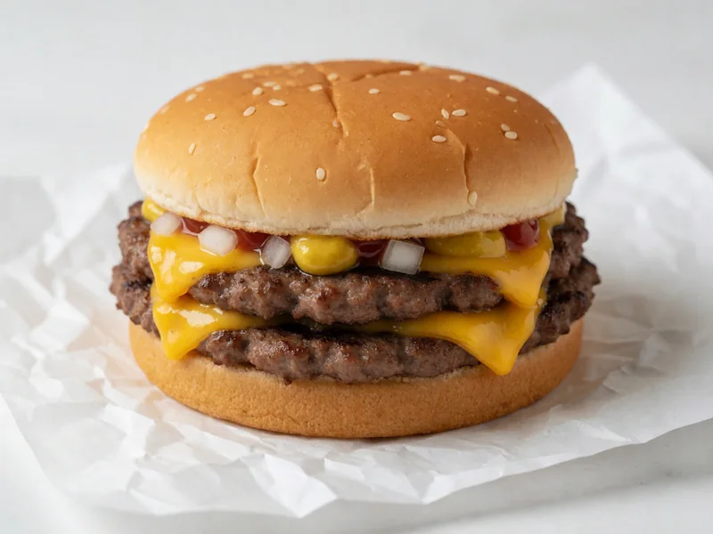 Cookout Big Double Burger dressed simply with mustard, ketchup and onions