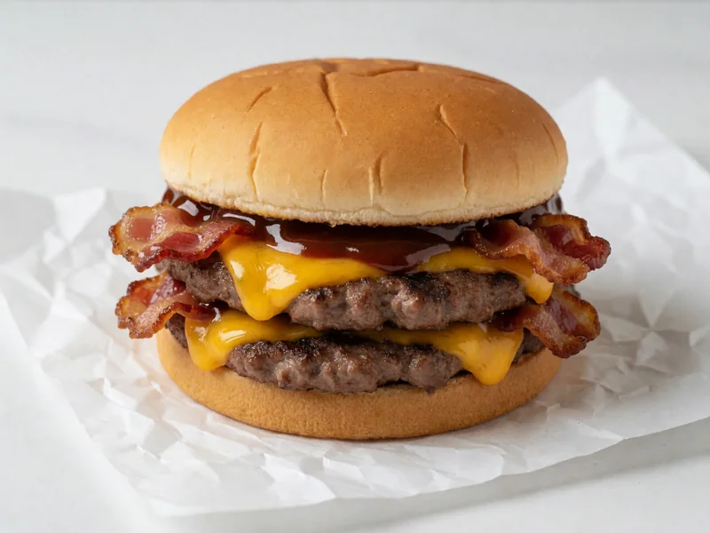 Cookout Big Double Burger Out West Style with bacon, cheddar and BBQ sauce