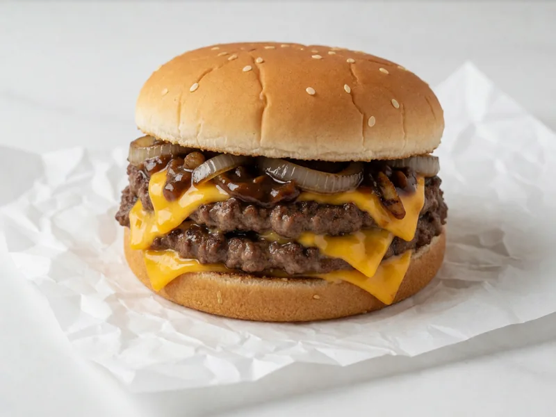 Cookout Big Double Burger Steak Style with steak sauce and grilled onions