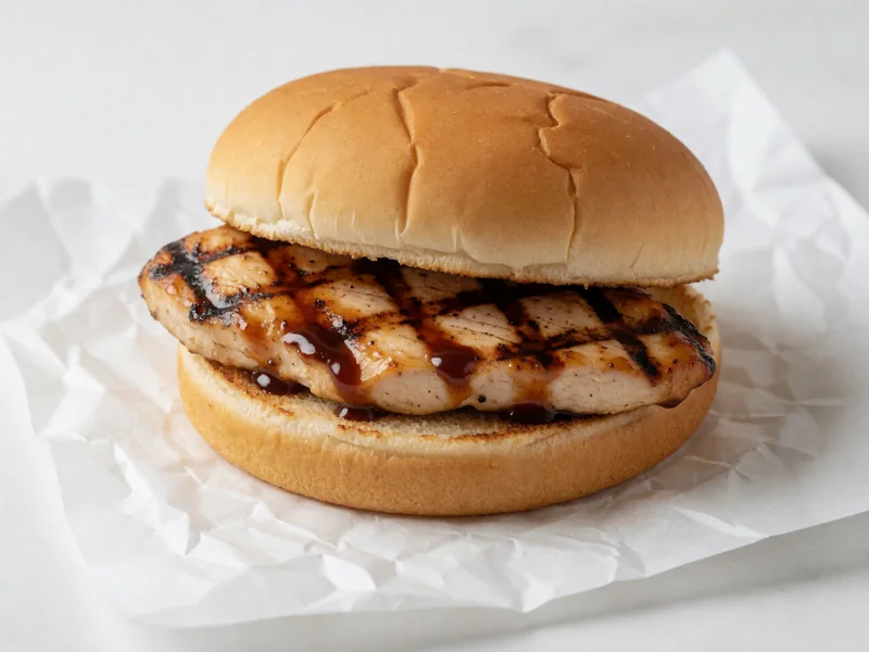 Cookout Barbecue Style Chicken Breast sandwich, char-grilled and glazed with BBQ sauce