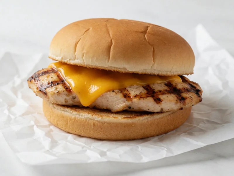 Cookout Cheddar Style Chicken Breast sandwich, char-grilled with melted cheddar