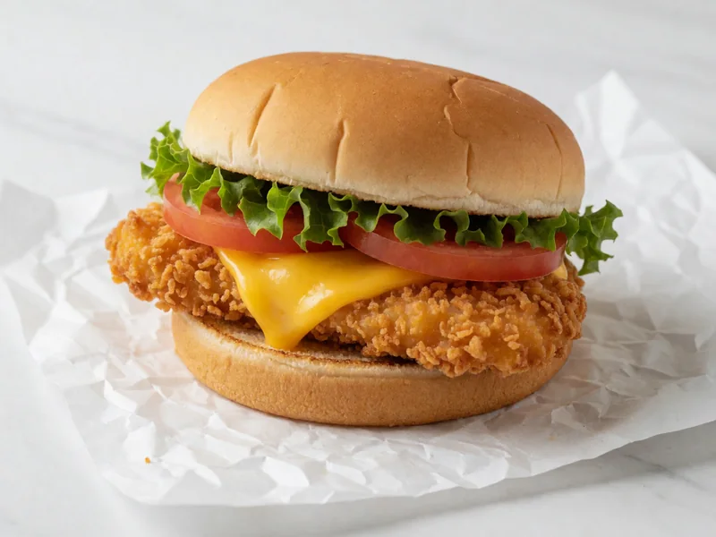 Cookout Cheese Style Chicken Filet sandwich: a crispy filet with cheese, lettuce and tomato