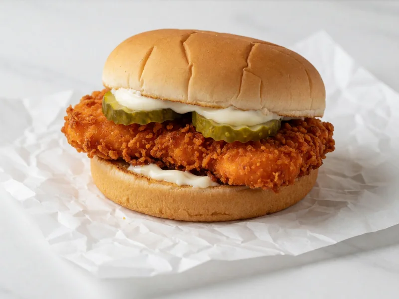 Cookout Spicy Style Chicken Filet sandwich with pickles and mayo