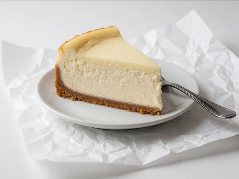 Slice of Cookout Classic Cheesecake with a graham cracker crust