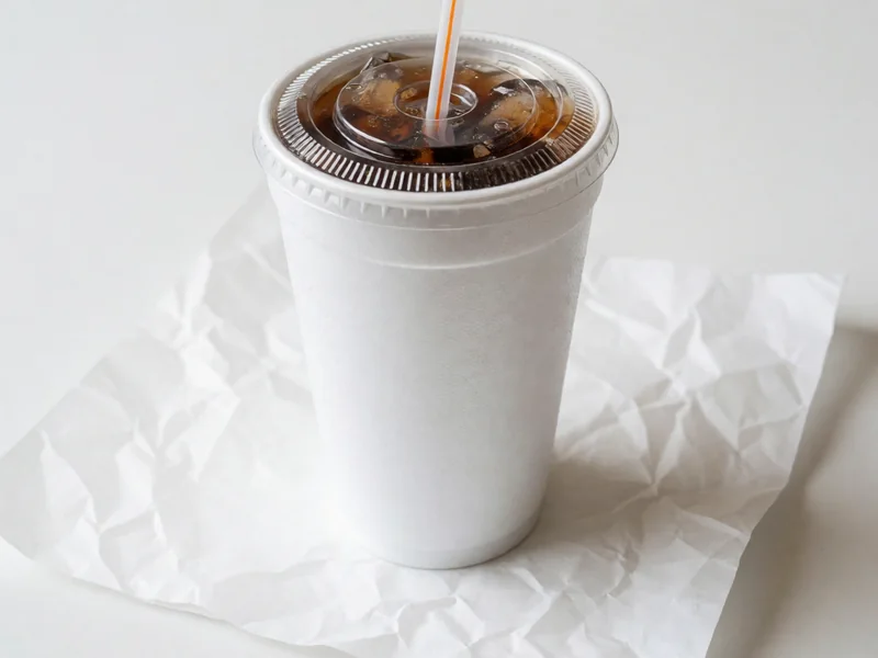 Regular Cookout Coca-Cola in a white foam cup with a lid and straw