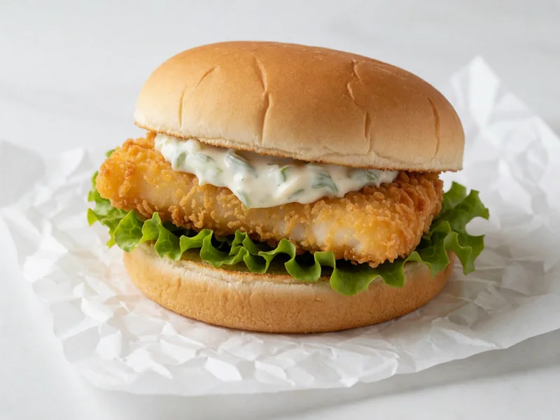 Cookout Fish Sandwich with a crispy fish fillet, tartar sauce and lettuce