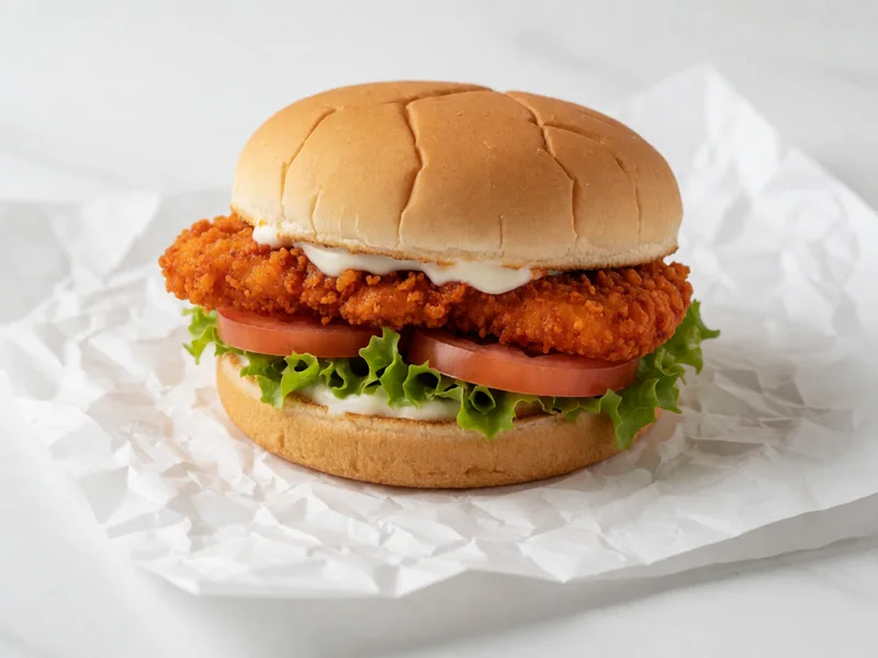 Cookout Spicy Chicken Sandwich with a spicy crispy filet, lettuce, tomato and mayo