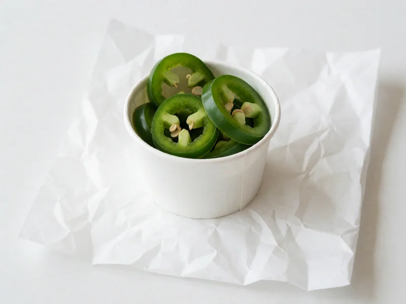 Fresh sliced jalapeños in a cup, a Cookout topping