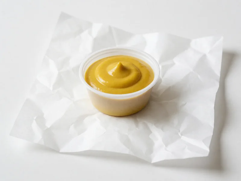 Cookout mustard in a dipping cup