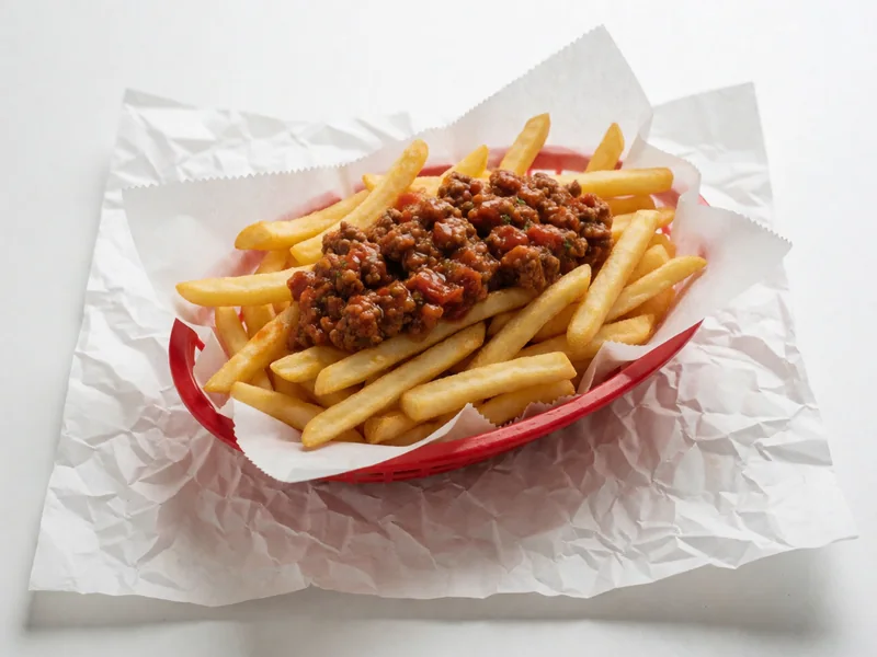 Cookout Chili Fries topped with house chili