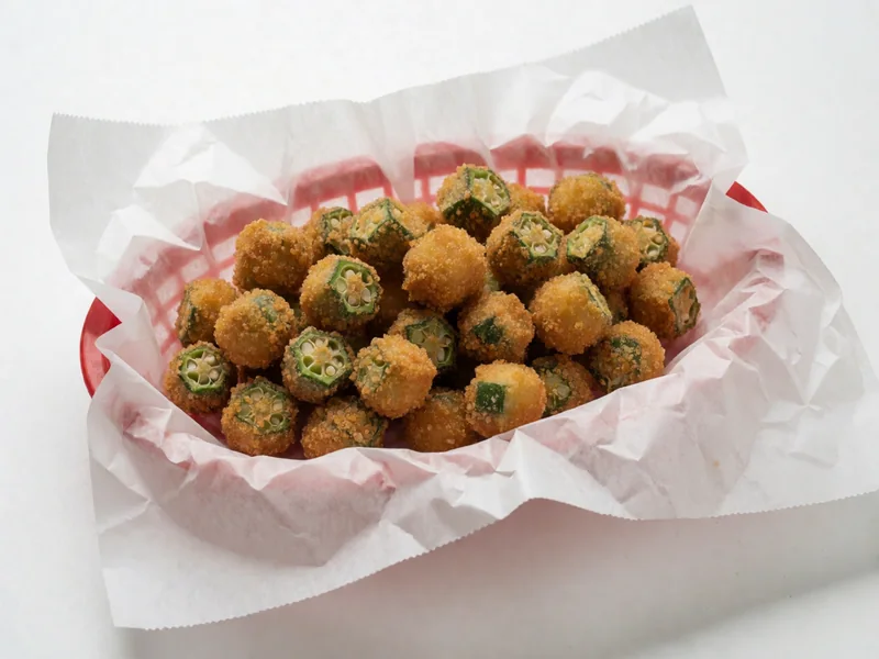 Cookout fried okra in a red basket