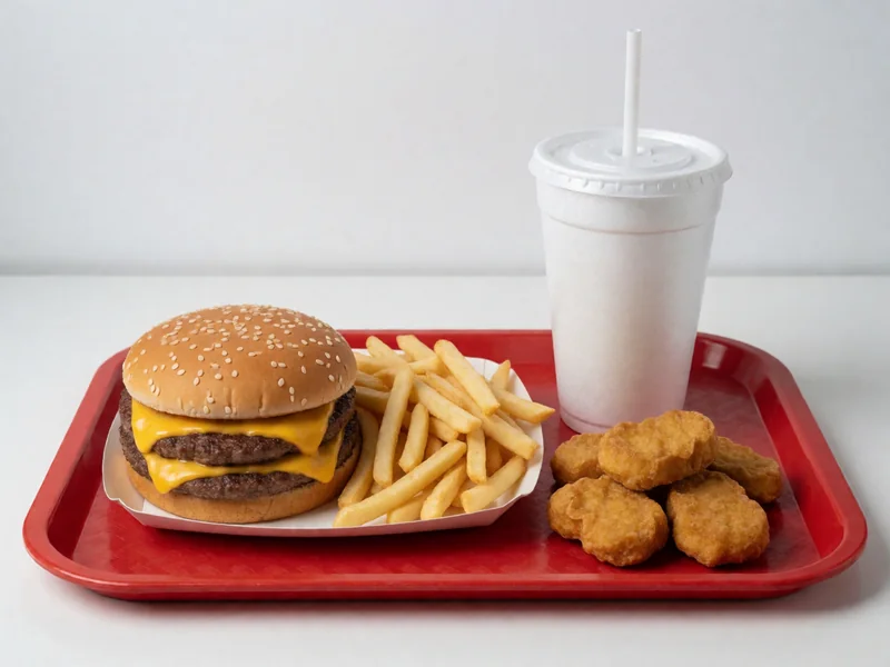 Cookout Tray with a double cheeseburger, fries, nuggets and a large drink